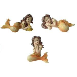 Sleeping Sweet Dreams Baby Mermaid Figurines Resin Set of 3
